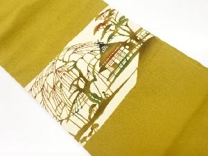 縮緬地民家に木模様名古屋帯